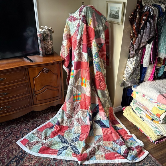 Vintage Other - Mixed‎ Decade Patchwork Pinwheel Quilt